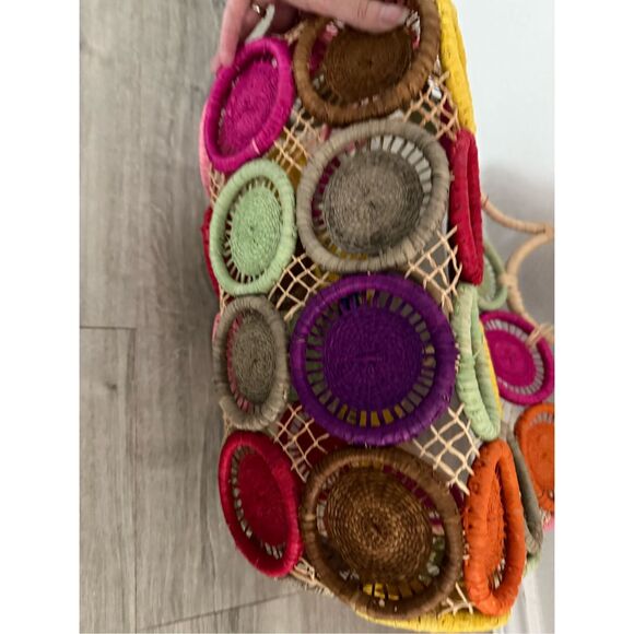 Hat Attack Rafia Medallion colorful tote bag